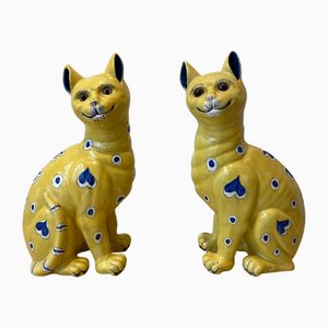 Emile Gallé, Gatti gialli, inizio XIX secolo, ceramica, set di 2