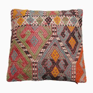 Fodera per cuscino Kilim vintage in lana fatta a mano, Turchia