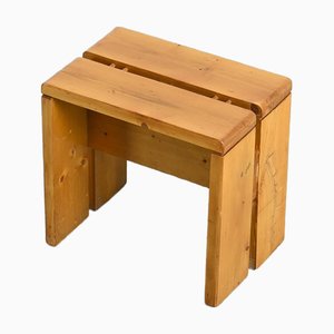 Vintage Pine Stool from Les Arcs, 1970s