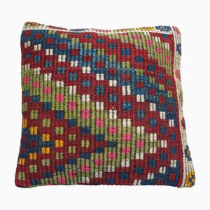 Fodera per cuscino Kilim vintage in lana fatta a mano, Turchia
