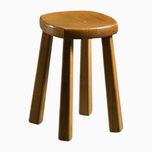 Quadripod Stool in Elm, France, 1960s