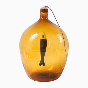 Lampada da tavolo Demijohn Go Fish vintage arancione