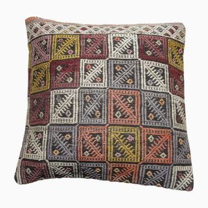 Fodera per cuscino Kilim vintage in lana fatta a mano, Turchia