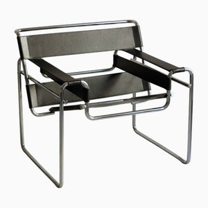 Sedia B3 Wassily Bauhaus nera di Marcel Breuer per Gavina