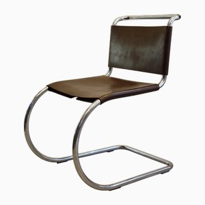 MR10 Stuhl aus Dunkelbraunem Leder von Mies Van Der Rohe für Knoll, 1990er