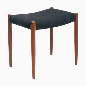 Sgabello vintage in teak e lana nera di Niels Otto Møller, anni '60