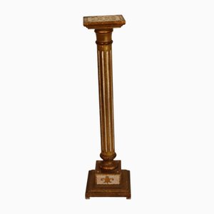 Piédestal Florentin en Bois Sculpté en Or et Ivoire, 1940s