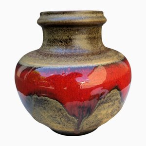 Vintage Model 851-20 - Vase in Ceramic in Brown-Black with Red Glaze from Ruscha, 1960s