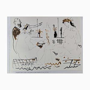 Pablo Picasso, The Artist Studio, Color Lithograph, 1966