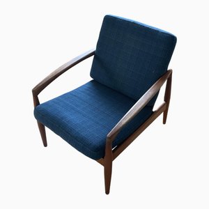 Fauteuil Paper Knife en Teck Bleu par Kai Kristiansen pour Magnus Olesen, Danemark, 1950s