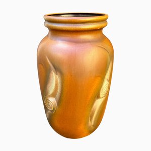 Large Vintage Bay Model 720-45 Floor Vase in Brown Ceramic with Relief Pattern, West Germany, 1960s