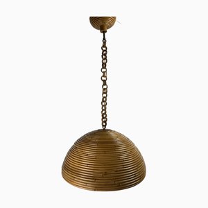 Lampada a sospensione moderna in bambù della metà del secolo, anni '70