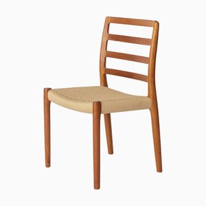 Silla modelo 85 Mid-Century moderna de teca con cordón danesa de Niels Otto (NO) Møller para JL Møllers, años 80