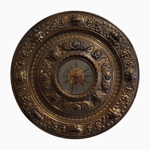 Orologio da parete con cornice in ottone decorato e quadrante in peltro di Lenzkirch, fine XIX secolo