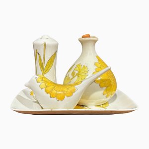 Mid-Century Ernestine Ceramic Oil Salt and Pepper Set, Set of 4