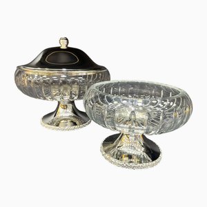 Silver Plated Four-Piece Handcrafted Food Serving Set, Set of 4