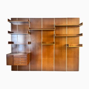 Vintage Boiserie Wood Bookcase with Shelves and Suspensions Top, 1960s