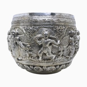 19th Century Burmese Bowl in Silver, 1880s