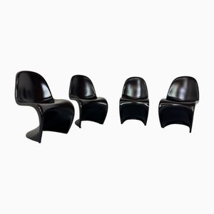 Vintage Space Age Fiberglass S Chairs by Verner Panton, 1960s, Set of 4