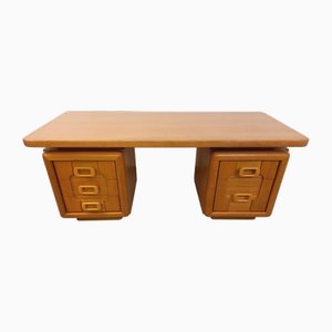 Large Vintage Double-Sided Oak Executive Desk, 1970s