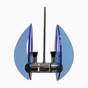 Sospensione Space Age in vetro blu