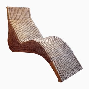 Vintage Swedish Rattan Chaise Louge by Carl Ojerstam
