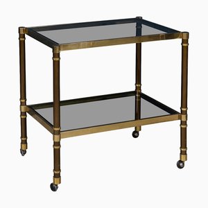 Vintage Italian Brass Framed Drinks Trolley, 1980