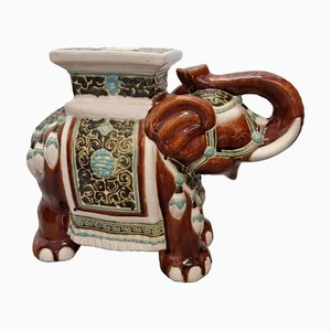 Table Éléphant Vintage en Céramique, 1970s