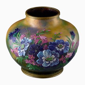 Vase Faure en Émail Mat et Doré, 1930