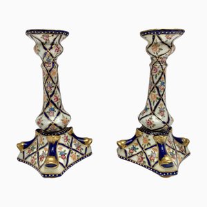 Vintage French Porcelain Candlesticks, 1960, Set of 2