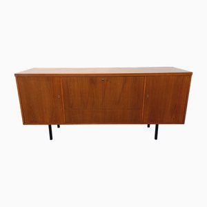 Credenza vintage in teak e metallo nero, Scandinavia, anni '60