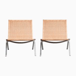 Set of Vintage Wicker PK 22 Chairs by Poul Kjærholm for Fritz Hansen