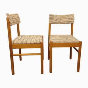 Vintage Baumann Chairs in Wood and Fabric, 1960s, Set of 2