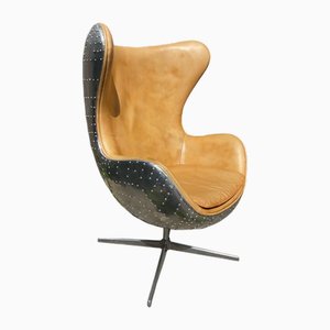 Aviator Egg Chair aus hellbraunem Leder