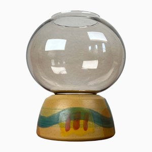 Vintage German Pottery and Glass Lantern Candleholder from KMK Keramik Manufaktur Kupfermühle, 1970s