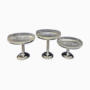 Trio con piedistallo placcato in argento, set di 3