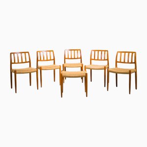 Model 83 Dining Chairs in Teak by Niels Otto Møller for J.L. Møllers, 1960s, Set of 6