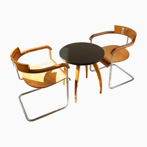 H-128 Sessel und Tisch von Jindřich Halabala für Up Závody, 1930er, 3er Set
