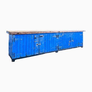 Large Workbench with Original Blue Patina