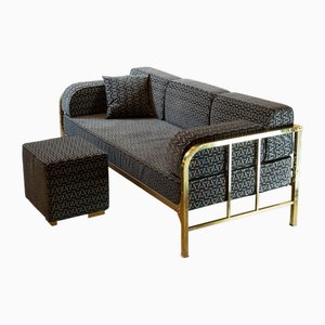 Vintage Daybed Sofa in Polished Brass Finish by Robert Slezak, 1930s, Set of 2