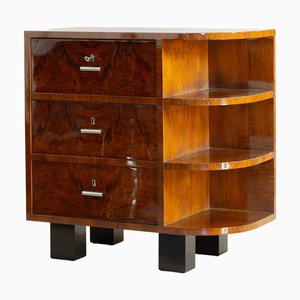 Commode à Tiroirs Art Déco avec Etagères Ouvertes, Tchécoslovaquie, 1930s