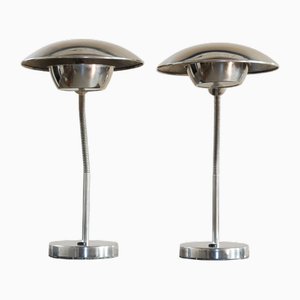 Vintage Desk Lamps in Chromed Metal, Czechoslovakia, 1930s, Set of 2