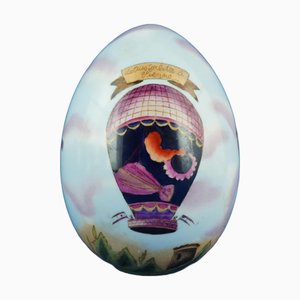 Vintage Porcelain Egg with Hot Air Balloons by Jordan 1897 Tout Court, 1940s