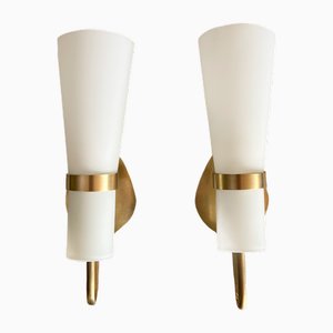 Mid-Century Modern Glass Sconces, 1950s, Set of 2