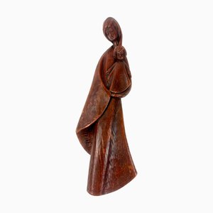 Mid-Century Wax Madonna with Child Wall Figurine, 1970