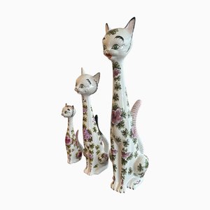 Chats Vintage en Céramique Peints à la Main, Italie, 1950s, Set de 3