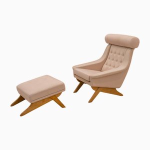 Set of Ox Armchair and Ottoman from Illum Wickelsø, Denmark, 1970s