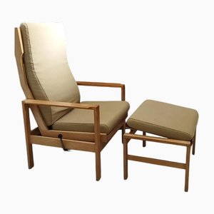 Set of Armchair and Ottoman in Oak from Leif Alring, Denmark, 1966