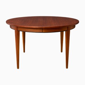 Model 55 Round Extendable Dining Table from Omann Jun, Denmark, 1960s