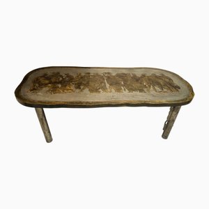 Acid Etched and Bronze Romanesque Coffee Table by Philip and Kelvin Laverne